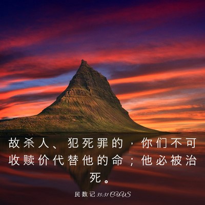 Picture 03 - 民 数 记 35:31 CUVS - 故 杀 人 、 犯 死 罪 的 ， 你 们 不 - Bible Verse Picture