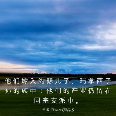 Picture 03 - 民 数 记 36:12 CUVS - 他 们 嫁 入 约 瑟 儿 子 、 玛 拿 西 - Bible Verse Picture
