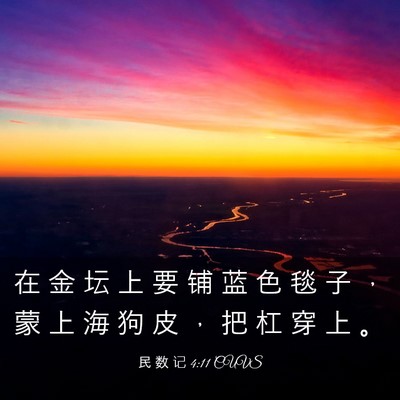 Picture 03 - 民 数 记 4:11 CUVS - 在 金 坛 上 要 铺 蓝 色 毯 子 ， 蒙 - Bible Verse Picture