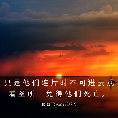 Picture 03 - 民 数 记 4:20 CUVS - 只 是 他 们 连 片 时 不 可 进 去 观 - Bible Verse Picture