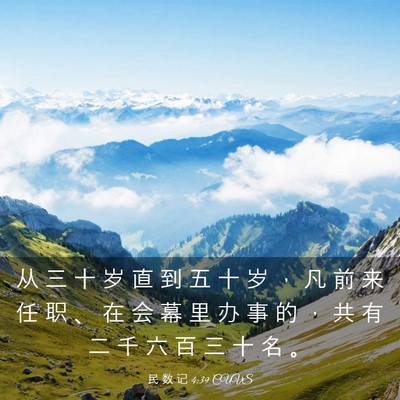 Picture 03 - 民 数 记 4:39 CUVS - 从 三 十 岁 直 到 五 十 岁 ， 凡 前 - Bible Verse Picture