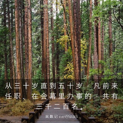 Picture 03 - 民 数 记 4:43 CUVS - 从 三 十 岁 直 到 五 十 岁 ， 凡 前 - Bible Verse Picture