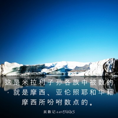 Picture 03 - 民 数 记 4:45 CUVS - 这 是 米 拉 利 子 孙 各 族 中 被 数 - Bible Verse Picture