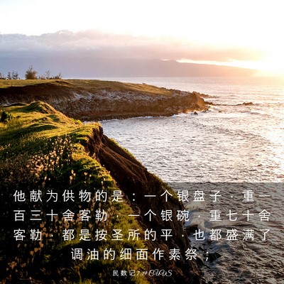 Picture 03 - 民 数 记 7:19 CUVS - 他 献 为 供 物 的 是 ： 一 个 银 盘 - Bible Verse Picture