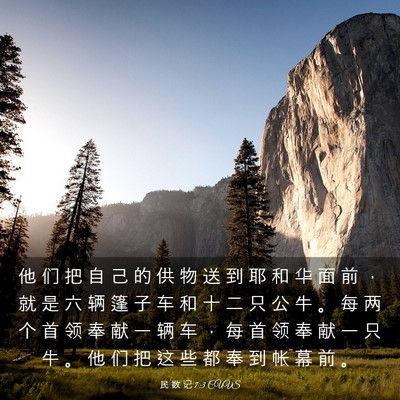 Picture 03 - 民 数 记 7:3 CUVS - 他 们 把 自 己 的 供 物 送 到 耶 和 - Bible Verse Picture