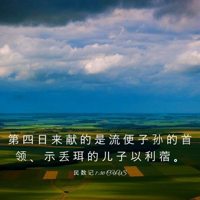Picture 03 - 民 数 记 7:30 CUVS - 第 四 日 来 献 的 是 流 便 子 孙 的 - Bible Verse Picture