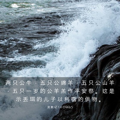 Picture 03 - 民 数 记 7:35 CUVS - 两 只 公 牛 ， 五 只 公 绵 羊 ， 五 - Bible Verse Picture