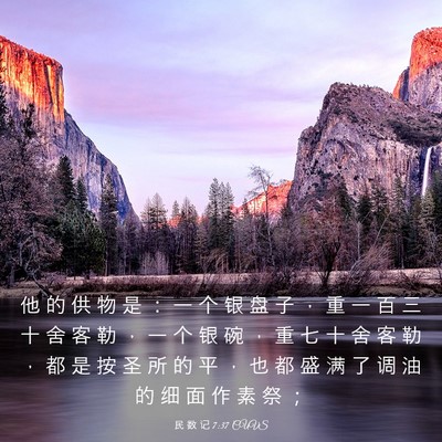 Picture 03 - 民 数 记 7:37 CUVS - 他 的 供 物 是 ： 一 个 银 盘 子 ， - Bible Verse Picture