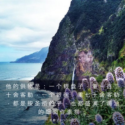 Picture 03 - 民 数 记 7:73 CUVS - 他 的 供 物 是 ： 一 个 银 盘 子 ， - Bible Verse Picture