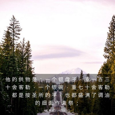 Picture 03 - 民 数 记 7:79 CUVS - 他 的 供 物 是 ： 一 个 银 盘 子 ， - Bible Verse Picture