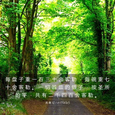 Picture 03 - 民 数 记 7:85 CUVS - 每 盘 子 重 一 百 三 十 舍 客 勒 ， - Bible Verse Picture