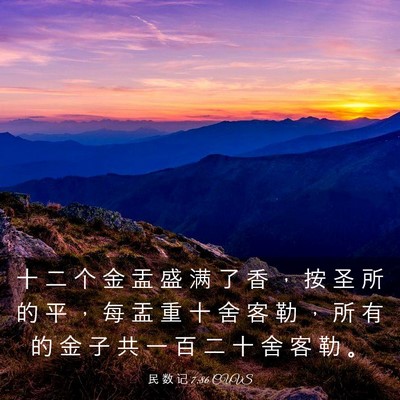 Picture 03 - 民 数 记 7:86 CUVS - 十 二 个 金 盂 盛 满 了 香 ， 按 圣 - Bible Verse Picture