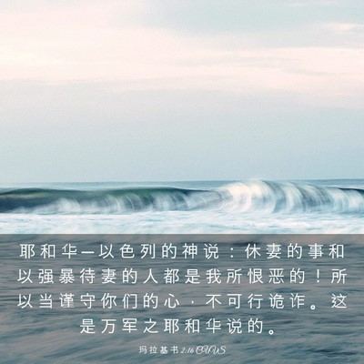 Picture 03 - 玛 拉 基 书 2:16 CUVS - 耶 和 华 ─ 以 色 列 的 神 说 ： 休 - Bible Verse Picture