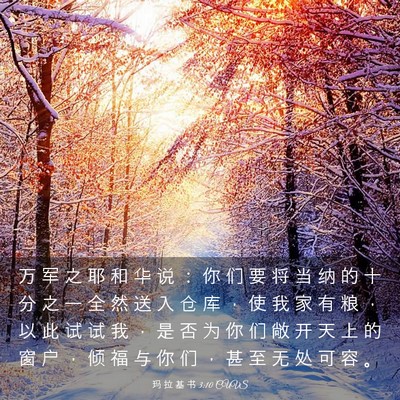 Picture 03 - 玛 拉 基 书 3:10 CUVS - 万 军 之 耶 和 华 说 ： 你 们 要 将 - Bible Verse Picture