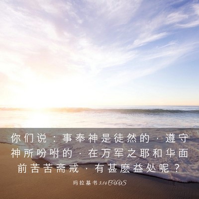 Picture 03 - 玛 拉 基 书 3:14 CUVS - 你 们 说 ： 事 奉 神 是 徒 然 的 ， - Bible Verse Picture