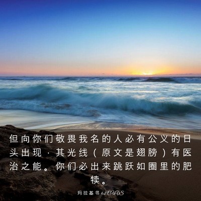 Picture 03 - 玛 拉 基 书 4:2 CUVS - 但 向 你 们 敬 畏 我 名 的 人 必 有 - Bible Verse Picture