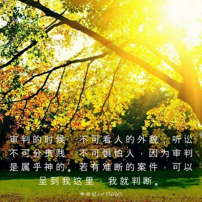 Picture 03 - 申 命 记 1:17 CUVS - 审 判 的 时 候 ， 不 可 看 人 的 外 - Bible Verse Picture