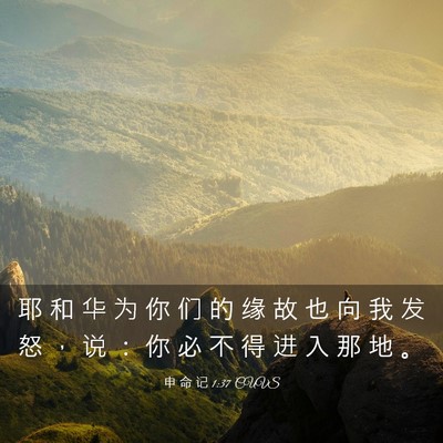 Picture 03 - 申 命 记 1:37 CUVS - 耶 和 华 为 你 们 的 缘 故 也 向 我 - Bible Verse Picture