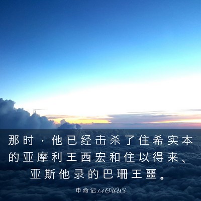 Picture 03 - 申 命 记 1:4 CUVS - 那 时 ， 他 已 经 击 杀 了 住 希 实 - Bible Verse Picture