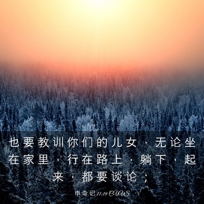 Picture 03 - 申 命 记 11:19 CUVS - 也 要 教 训 你 们 的 儿 女 ， 无 论 - Bible Verse Picture