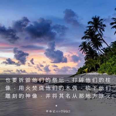 Picture 03 - 申 命 记 12:3 CUVS - 也 要 拆 毁 他 们 的 祭 坛 ， 打 碎 - Bible Verse Picture