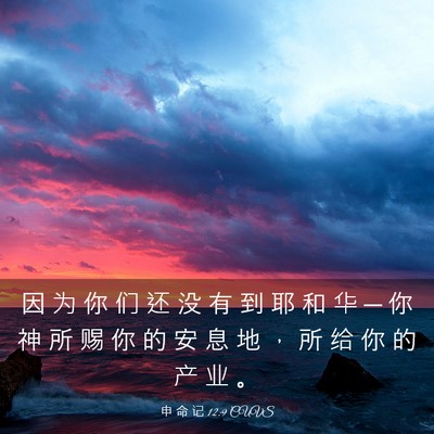 Picture 03 - 申 命 记 12:9 CUVS - 因 为 你 们 还 没 有 到 耶 和 华 ─ - Bible Verse Picture