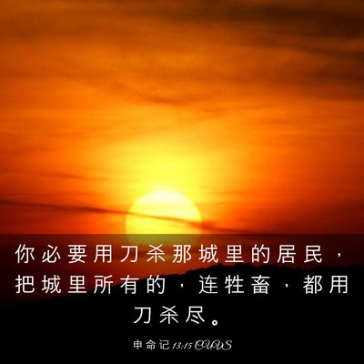 Picture 03 - 申 命 记 13:15 CUVS - 你 必 要 用 刀 杀 那 城 里 的 居 民 - Bible Verse Picture