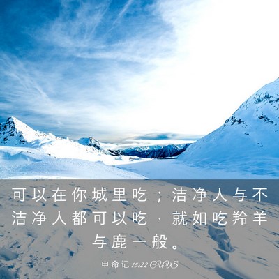 Picture 03 - 申 命 记 15:22 CUVS - 可 以 在 你 城 里 吃 ； 洁 净 人 与 - Bible Verse Picture