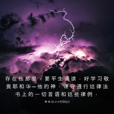 Picture 03 - 申 命 记 17:19 CUVS - 存 在 他 那 里 ， 要 平 生 诵 读 ， - Bible Verse Picture