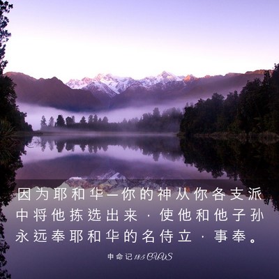 Picture 03 - 申 命 记 18:5 CUVS - 因 为 耶 和 华 ─ 你 的 神 从 你 各 - Bible Verse Picture