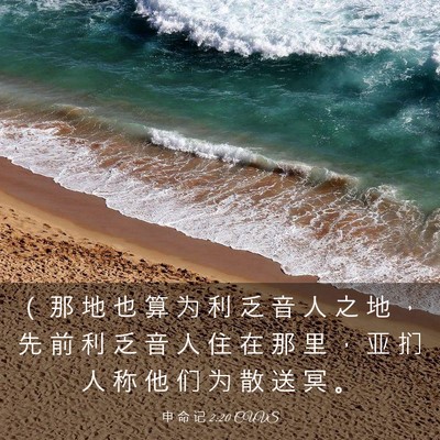 Picture 03 - 申 命 记 2:20 CUVS - （ 那 地 也 算 为 利 乏 音 人 之 地 - Bible Verse Picture