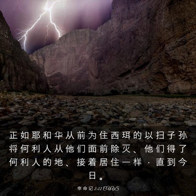 Picture 03 - 申 命 记 2:22 CUVS - 正 如 耶 和 华 从 前 为 住 西 珥 的 - Bible Verse Picture