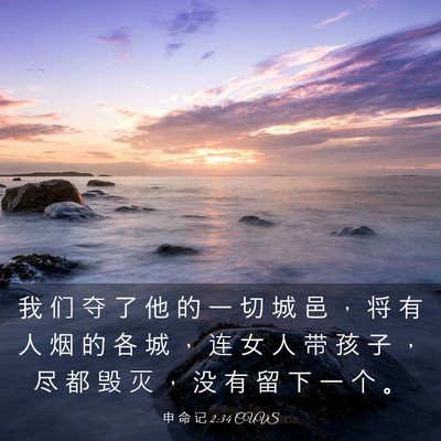 Picture 03 - 申 命 记 2:34 CUVS - 我 们 夺 了 他 的 一 切 城 邑 ， 将 - Bible Verse Picture