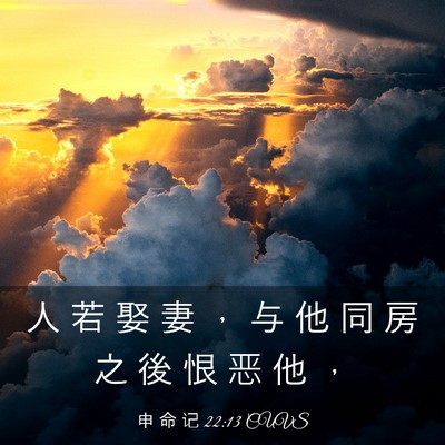 Picture 03 - 申 命 记 22:13 CUVS - 人 若 娶 妻 ， 与 他 同 房 之 後 恨 - Bible Verse Picture