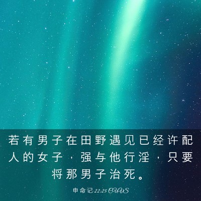 Picture 03 - 申 命 记 22:25 CUVS - 若 有 男 子 在 田 野 遇 见 已 经 许 - Bible Verse Picture