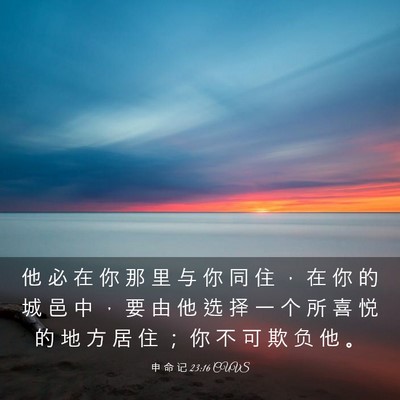 Picture 03 - 申 命 记 23:16 CUVS - 他 必 在 你 那 里 与 你 同 住 ， 在 - Bible Verse Picture