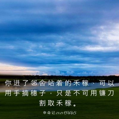 Picture 03 - 申 命 记 23:25 CUVS - 你 进 了 邻 舍 站 着 的 禾 稼 ， 可 - Bible Verse Picture