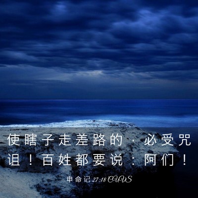 Picture 03 - 申 命 记 27:18 CUVS - 使 瞎 子 走 差 路 的 ， 必 受 咒 诅 - Bible Verse Picture