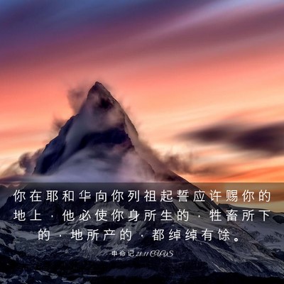 Picture 03 - 申 命 记 28:11 CUVS - 你 在 耶 和 华 向 你 列 祖 起 誓 应 - Bible Verse Picture