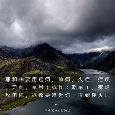 Picture 03 - 申 命 记 28:22 CUVS - 耶 和 华 要 用 痨 病 、 热 病 、 火 - Bible Verse Picture