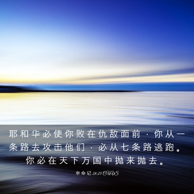Picture 03 - 申 命 记 28:25 CUVS - 耶 和 华 必 使 你 败 在 仇 敌 面 前 - Bible Verse Picture