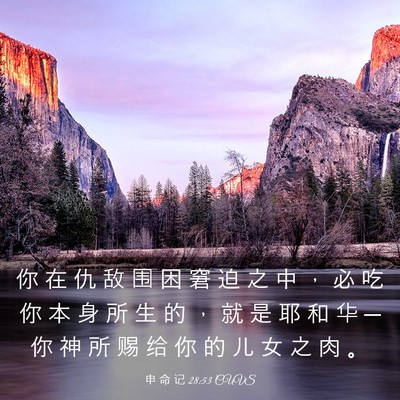 Picture 03 - 申 命 记 28:53 CUVS - 你 在 仇 敌 围 困 窘 迫 之 中 ， 必 - Bible Verse Picture