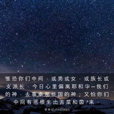 Picture 03 - 申 命 记 29:18 CUVS - 惟 恐 你 们 中 间 ， 或 男 或 女 ， - Bible Verse Picture