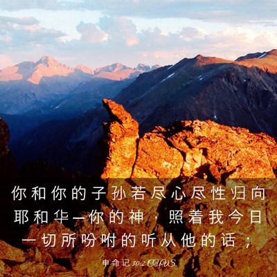 Picture 03 - 申 命 记 30:2 CUVS - 你 和 你 的 子 孙 若 尽 心 尽 性 归 - Bible Verse Picture