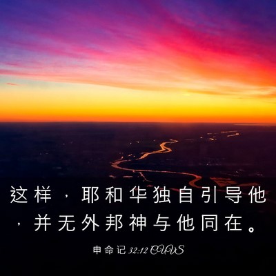 Picture 03 - 申 命 记 32:12 CUVS - 这 样 ， 耶 和 华 独 自 引 导 他 ， - Bible Verse Picture
