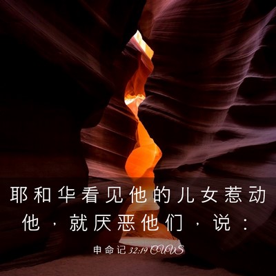 Picture 03 - 申 命 记 32:19 CUVS - 耶 和 华 看 见 他 的 儿 女 惹 动 他 - Bible Verse Picture