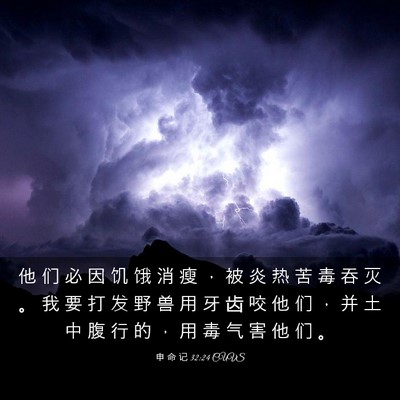 Picture 03 - 申 命 记 32:24 CUVS - 他 们 必 因 饥 饿 消 瘦 ， 被 炎 热 - Bible Verse Picture