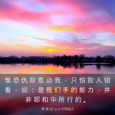 Picture 03 - 申 命 记 32:27 CUVS - 惟 恐 仇 敌 惹 动 我 ， 只 怕 敌 人 - Bible Verse Picture