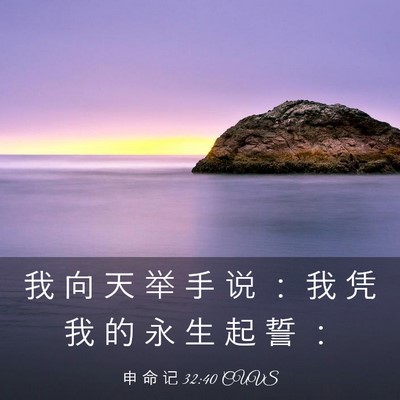 Picture 03 - 申 命 记 32:40 CUVS - 我 向 天 举 手 说 ： 我 凭 我 的 永 - Bible Verse Picture