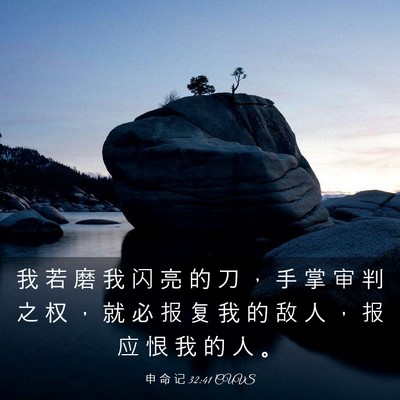 Picture 03 - 申 命 记 32:41 CUVS - 我 若 磨 我 闪 亮 的 刀 ， 手 掌 审 - Bible Verse Picture
